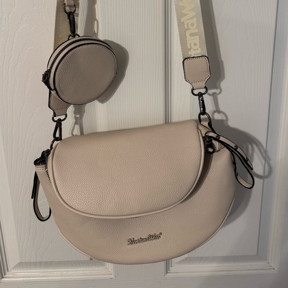 Montana West Cream Crossbody Bag with Coin Pouch